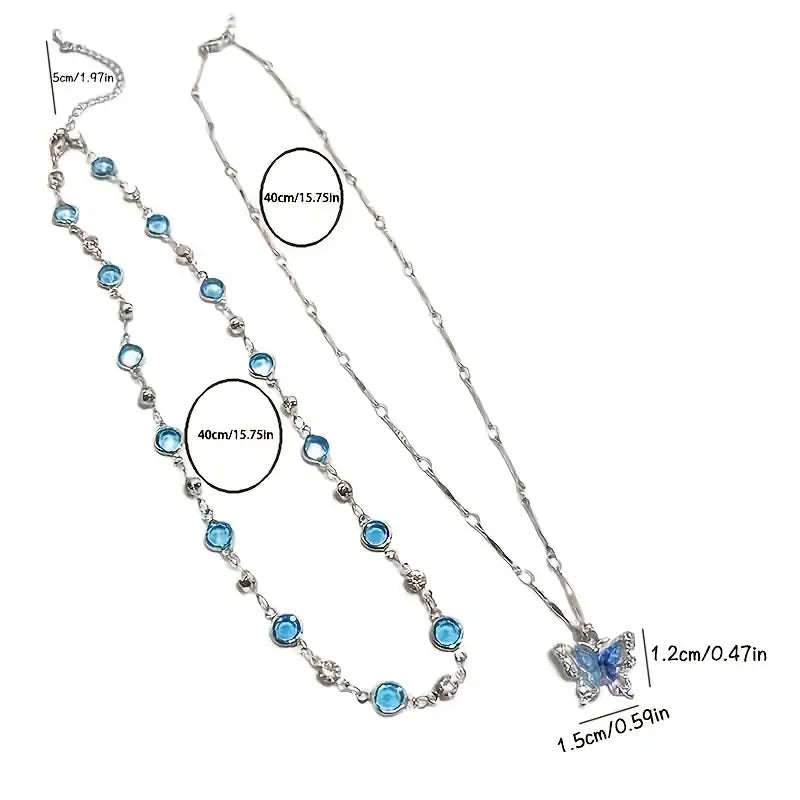 Collier Papillon bleu