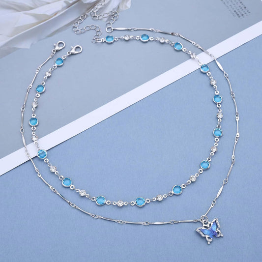 Collier Papillon bleu