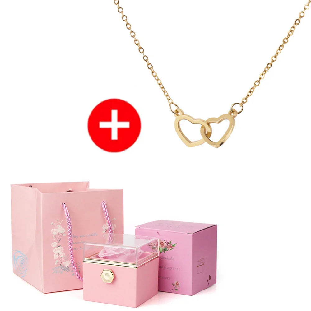 Coffret rose éternelle et collier personnalisé