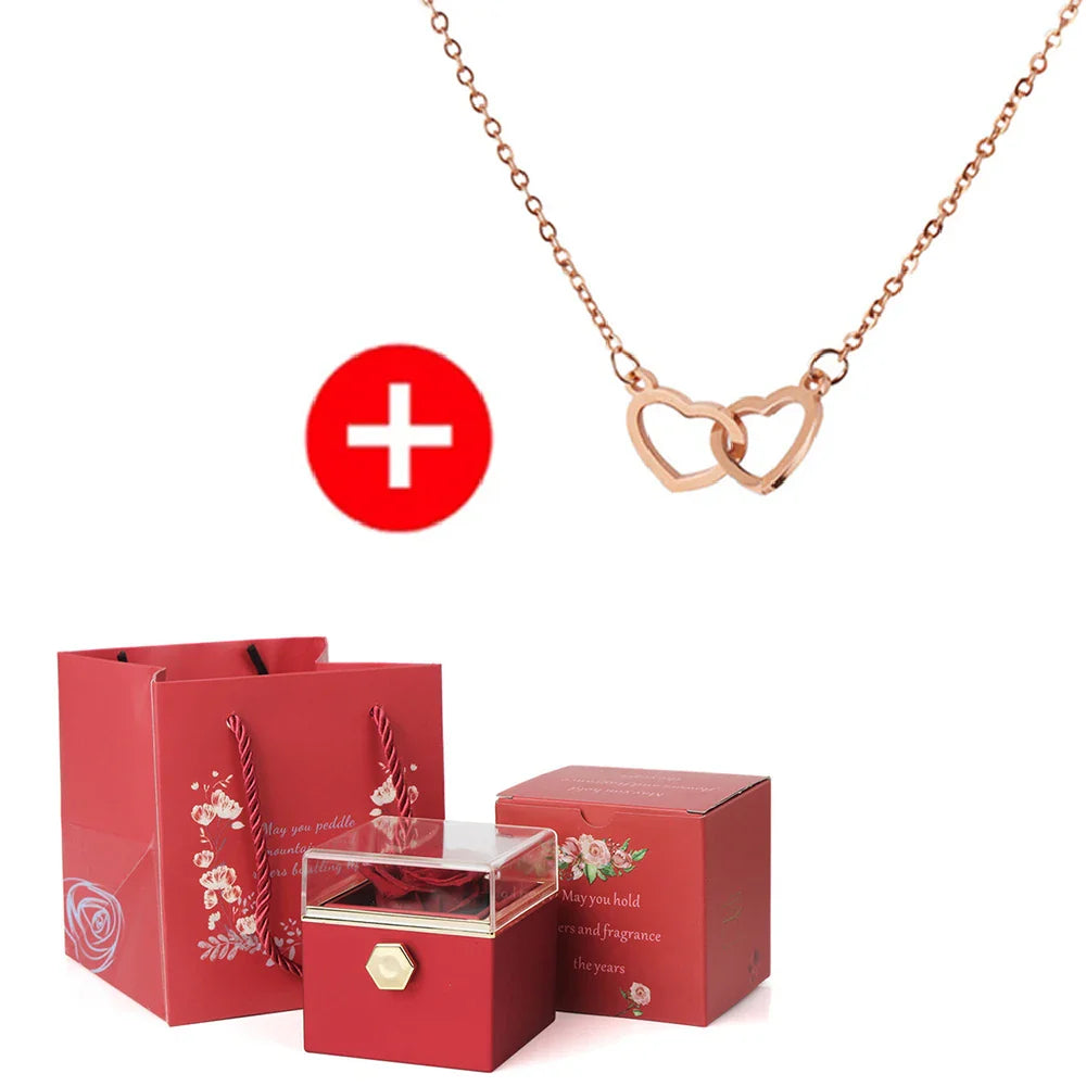 Coffret rose éternelle et collier personnalisé