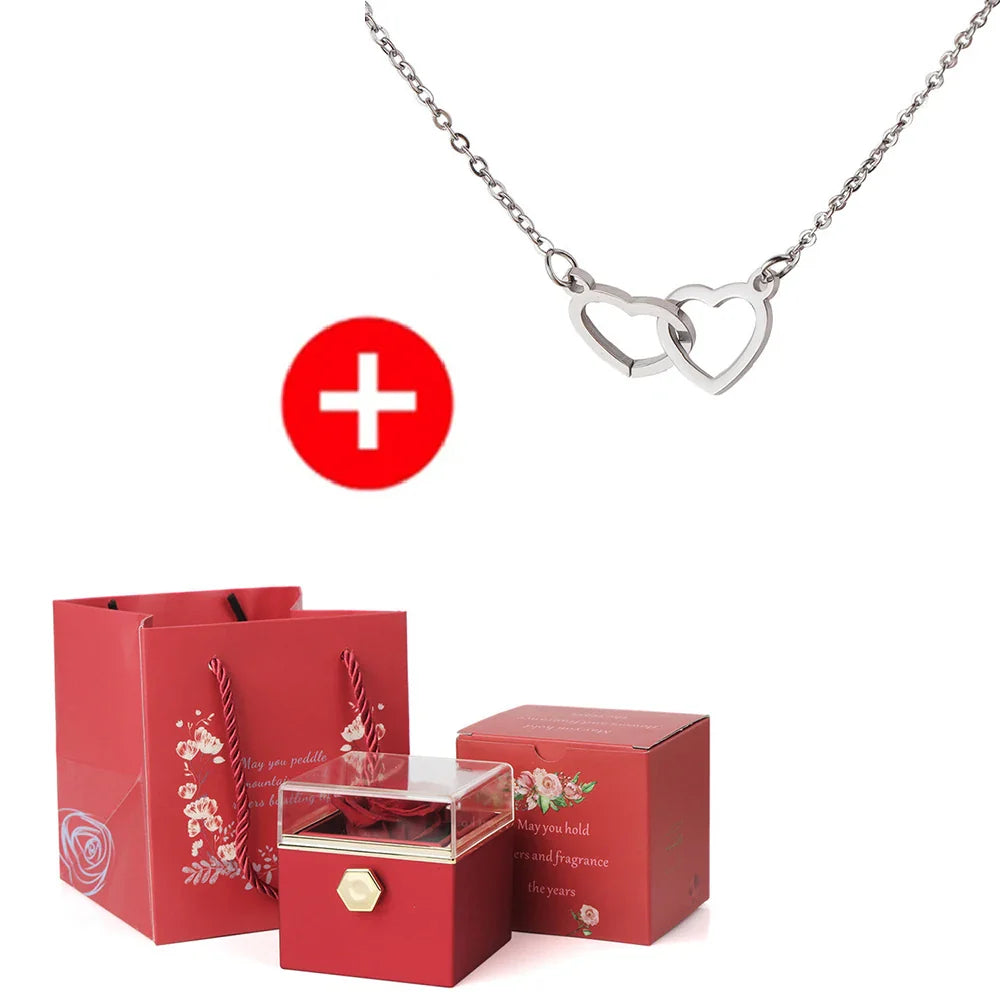 Coffret rose éternelle et collier personnalisé