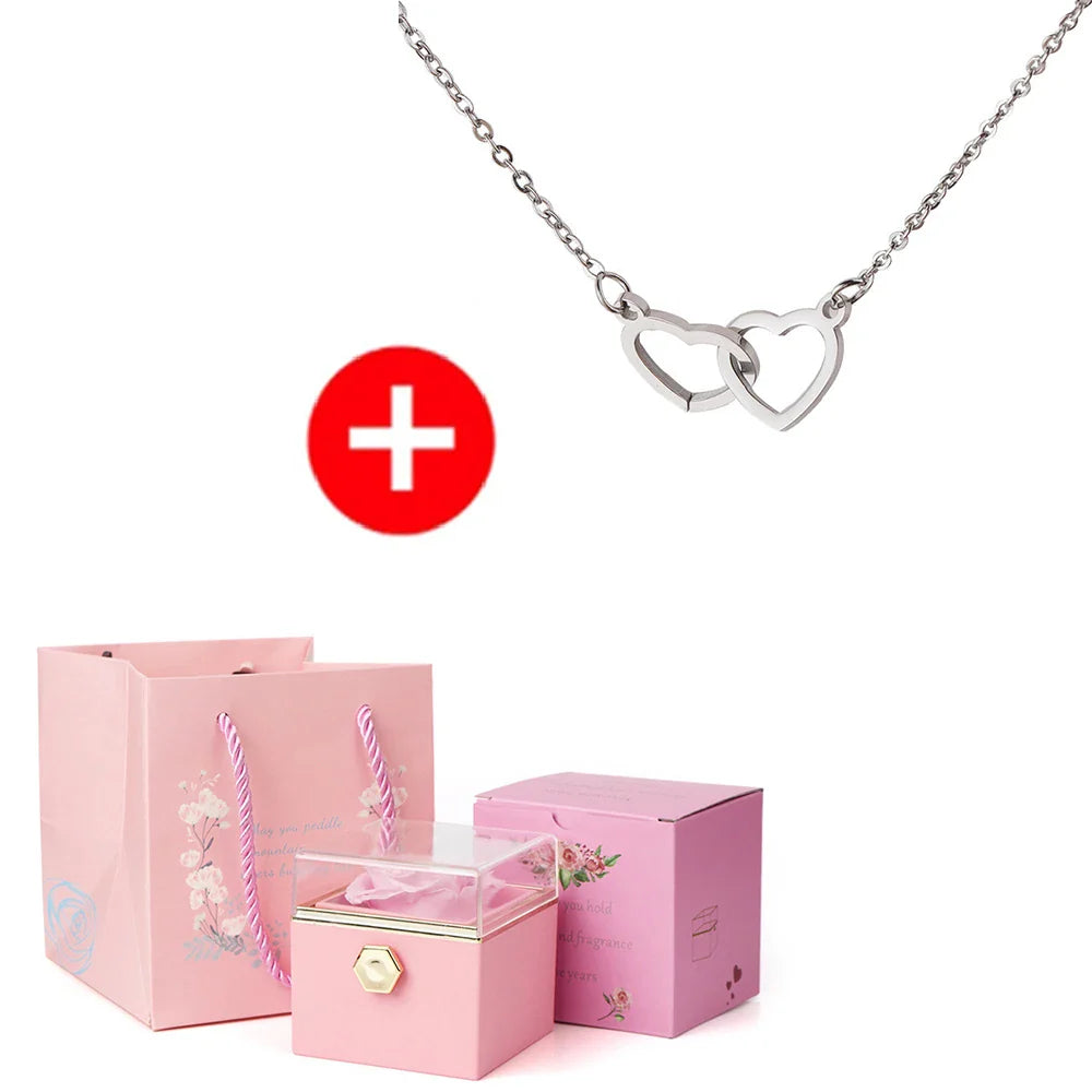 Coffret rose éternelle et collier personnalisé