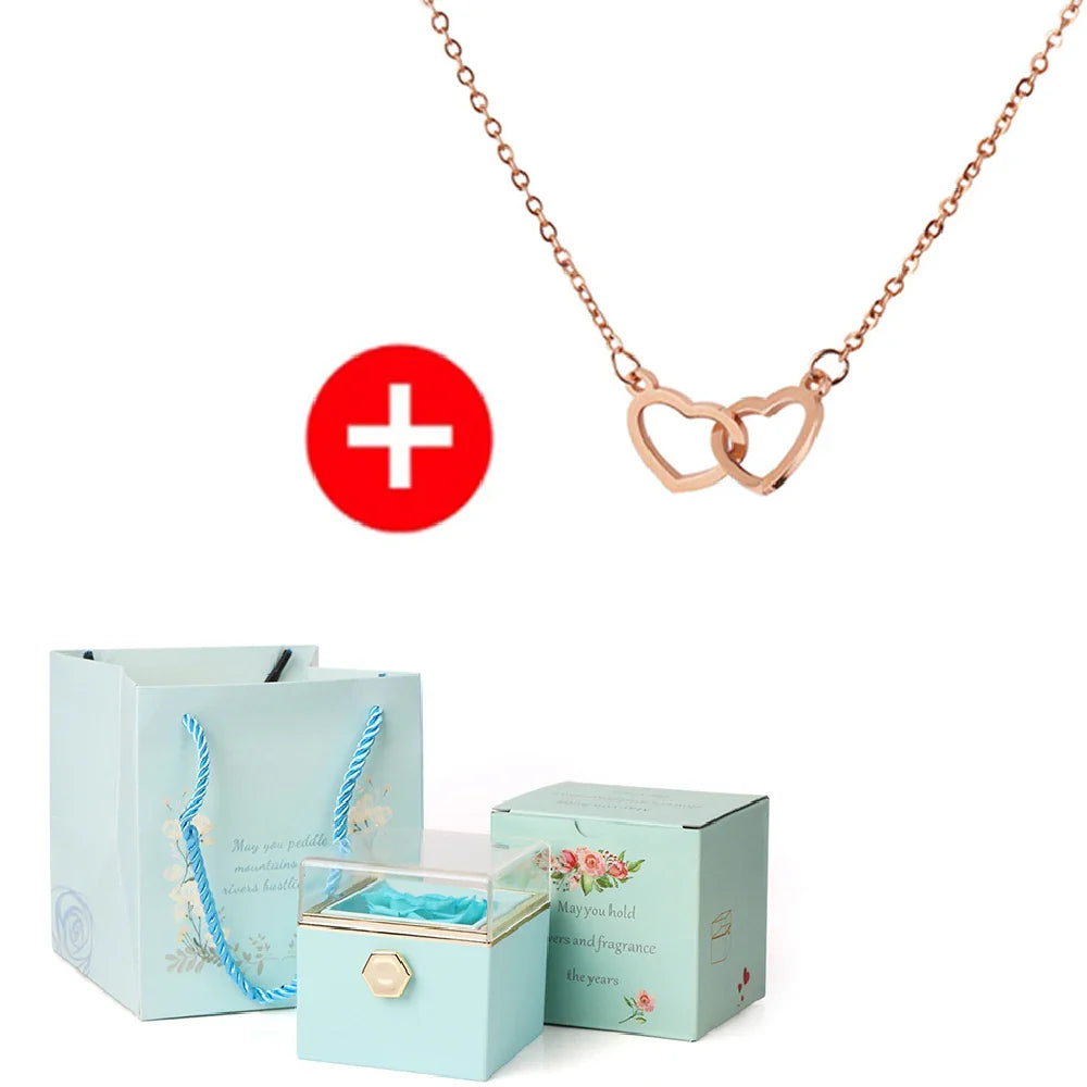 Coffret rose éternelle et collier personnalisé